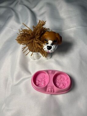Fisher Price Little People Touch & Feel St. Bernard Puppy Dog w/ Food Bowl 2007